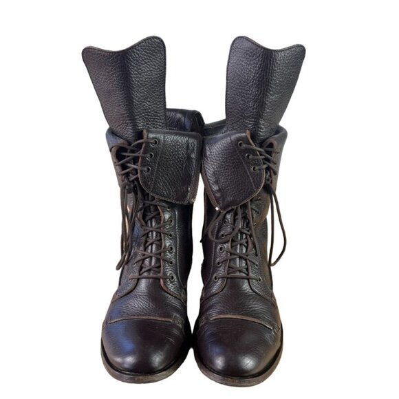 Charles David Regiment Zip & Lace Up Brown Military Combat Leather Boots Italy - Picture 10 of 15